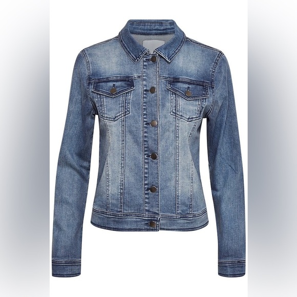 KAFFE Denim Button Jacket - Picture 2 of 4